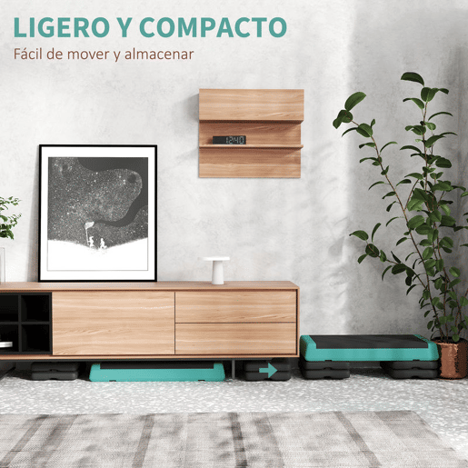 SPORTNOW Step de Aeróbica Step para Fitness Antideslizante Altura Regulável 3 Níveis de 10,515,520,5 cm Capacidade 250 kg para Exercício em Casa Ginásio 77x36x20,5 cm Verde e Preto