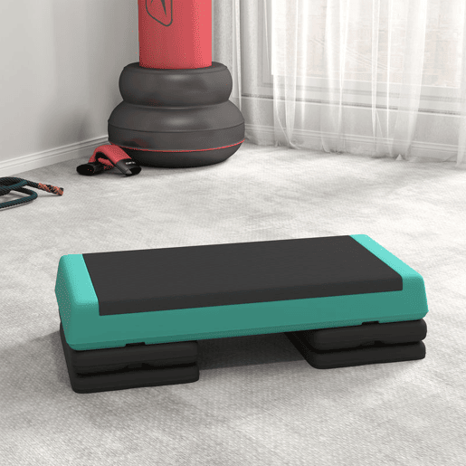 SPORTNOW Step de Aeróbica Step para Fitness Antideslizante Altura Regulável 3 Níveis de 10,515,520,5 cm Capacidade 250 kg para Exercício em Casa Ginásio 77x36x20,5 cm Verde e Preto