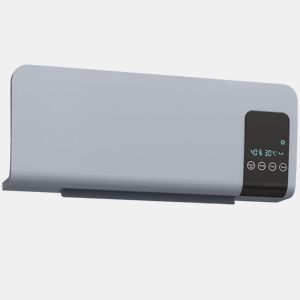 HOMCOM Aquecedor Elétrico de Parede 1000W2000W Aquecedor com Ecrã LED Controlo Remoto Termostato Temporizador para Áreas de 15-20 m² 54,5x12x21,5 cm Cinzento
