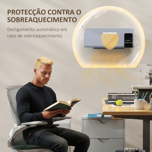 HOMCOM Aquecedor Elétrico de Parede 1000W2000W Aquecedor com Ecrã LED Controlo Remoto Termostato Temporizador para Áreas de 15-20 m² 54,5x12x21,5 cm Cinzento HOMCOM Aquecedor Elétrico de Parede 1000W2000W Aquecedor com Ecrã LED Controlo Remoto Termostato Temporizador para Áreas de 15-20 m² 54,5x12x21,5 cm Cinzento