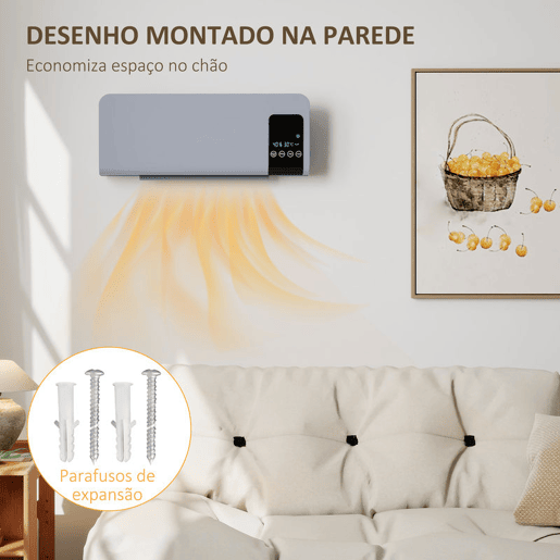 HOMCOM Aquecedor Elétrico de Parede 1000W2000W Aquecedor com Ecrã LED Controlo Remoto Termostato Temporizador para Áreas de 15-20 m² 54,5x12x21,5 cm Cinzento HOMCOM Aquecedor Elétrico de Parede 1000W2000W Aquecedor com Ecrã LED Controlo Remoto Termostato Temporizador para Áreas de 15-20 m² 54,5x12x21,5 cm Cinzento