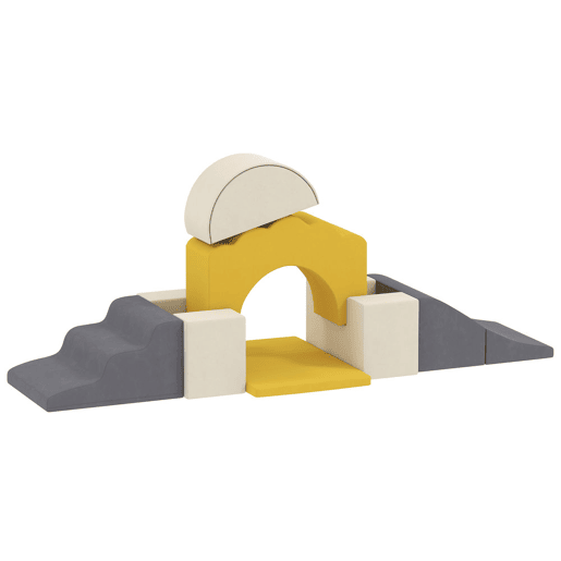 AIYAPLAY Conjunto de 7 Blocos de Espuma para Crianças Blocos de Psicomotricidade Figuras de Construção Brinquedo para Aprendizagem para Escalar e Rastejar Amarelo