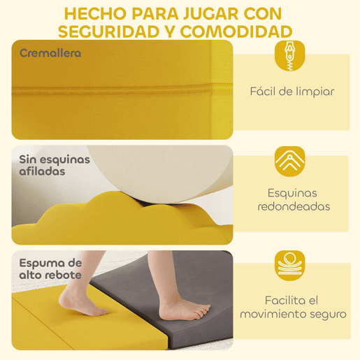 AIYAPLAY Conjunto de 7 Blocos de Espuma para Crianças Blocos de Psicomotricidade Figuras de Construção Brinquedo para Aprendizagem para Escalar e Rastejar Amarelo