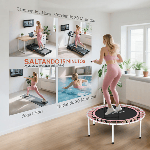 SPORTNOW Trampolim de Fitness Adultos Ø102 cm Mini Trampolim Fitness com Pega Ajustável de 5 Níveis Estrutura em Aço para Treino de Pernas Corpo em Casa Escritório Ginásio Rosa SPORTNOW Trampolim de Fitness Adultos Ø102 cm Mini Trampolim Fitness com Pega Ajustável de 5 Níveis Estrutura em Aço para Treino de Pernas Corpo em Casa Escritório Ginásio Rosa