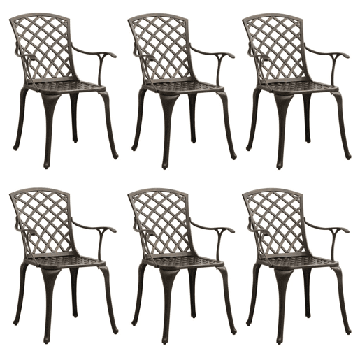 Lote de 6 Cadeiras de jardim - Cadeiras de exterior alumínio fundido bronze