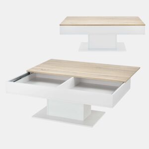 Mesa de centro da sala com 2 espaços de arrumação efeito carvalho branco 110 cm 03_0006148