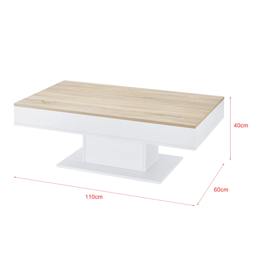 Mesa de centro da sala com 2 espaços de arrumação efeito carvalho branco 110 cm 03_0006148