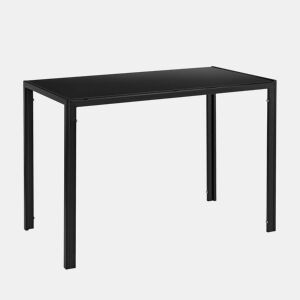 Mesa da sala de jantar cozinha sala de estar tampo de vidro pernas de aço 105 cm preto 03_00062622