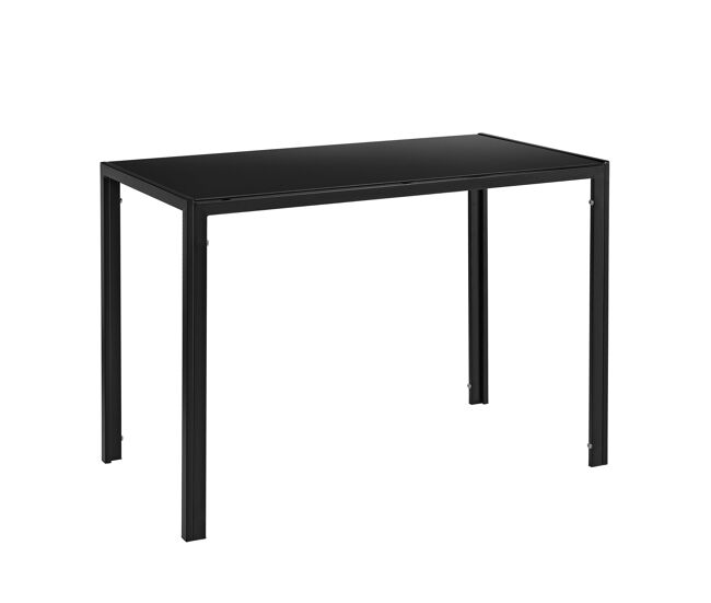 Mesa de comedor cocina salón tapa de cristal patas de acero 105 cm negro 03_0006262/2