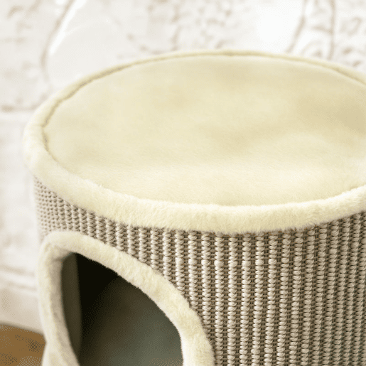 PawHut Arranhador em Forma de Cilindro para Gatos com 3 Níveis Plataforma e Caverna Confortável 37,5x37,5x70 cm Caqui e Bege