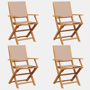 Cadeiras jardim - Cadeiras exterior dobráveis 4pcs tecidomadeira cinza-acastanhado