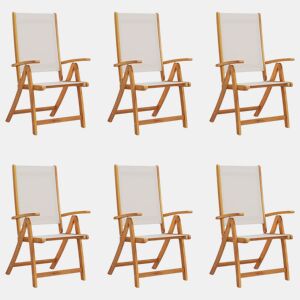 Cadeiras de jardim - Cadeiras de exterior dobráveis 6 pcs acácia maciça e textilene