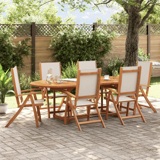 Cadeiras de jardim - Cadeiras de exterior dobráveis 6 pcs acácia maciça e textilene