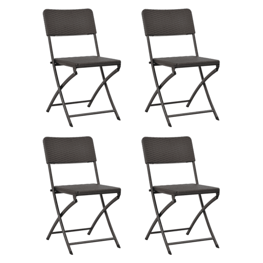 Cadeiras de jardim - Cadeiras de exterior dobráveis 4 pcs PEAD e aço castanho