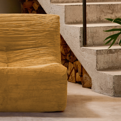 Sofá modular em tecido veludo cotelê de 3 lugares, Sokol veludo cotelê, Mostarda, 91x105x72 cm