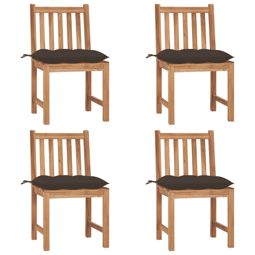 Cadeiras de jardim - Cadeiras de exterior c almofadões 4 pcs madeira de teca maciça