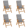 Cadeiras de jardim - Cadeiras de exterior reclináveis c almofadões 4 pcs teca maciça