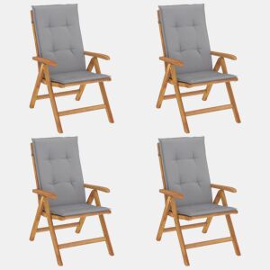 Cadeiras de jardim - Cadeiras de exterior reclináveis c almofadões 4 pcs teca maciça