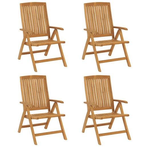 Cadeiras de jardim - Cadeiras de exterior reclináveis c almofadões 4 pcs teca maciça Cadeiras de jardim - Cadeiras de exterior reclináveis c almofadões 4 pcs teca maciça