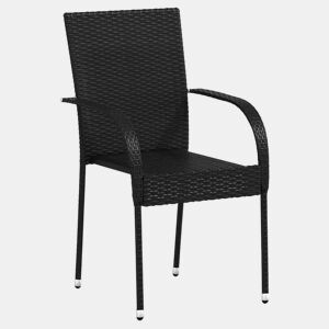 Cadeiras de exterior - Cadeiras de jardim empilháveis 6 pcs vime PE preto
