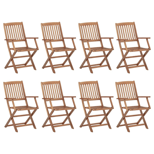 Cadeiras de exterior - Cadeiras de jardim dobráveis c almofadões 8pcs acácia maciça