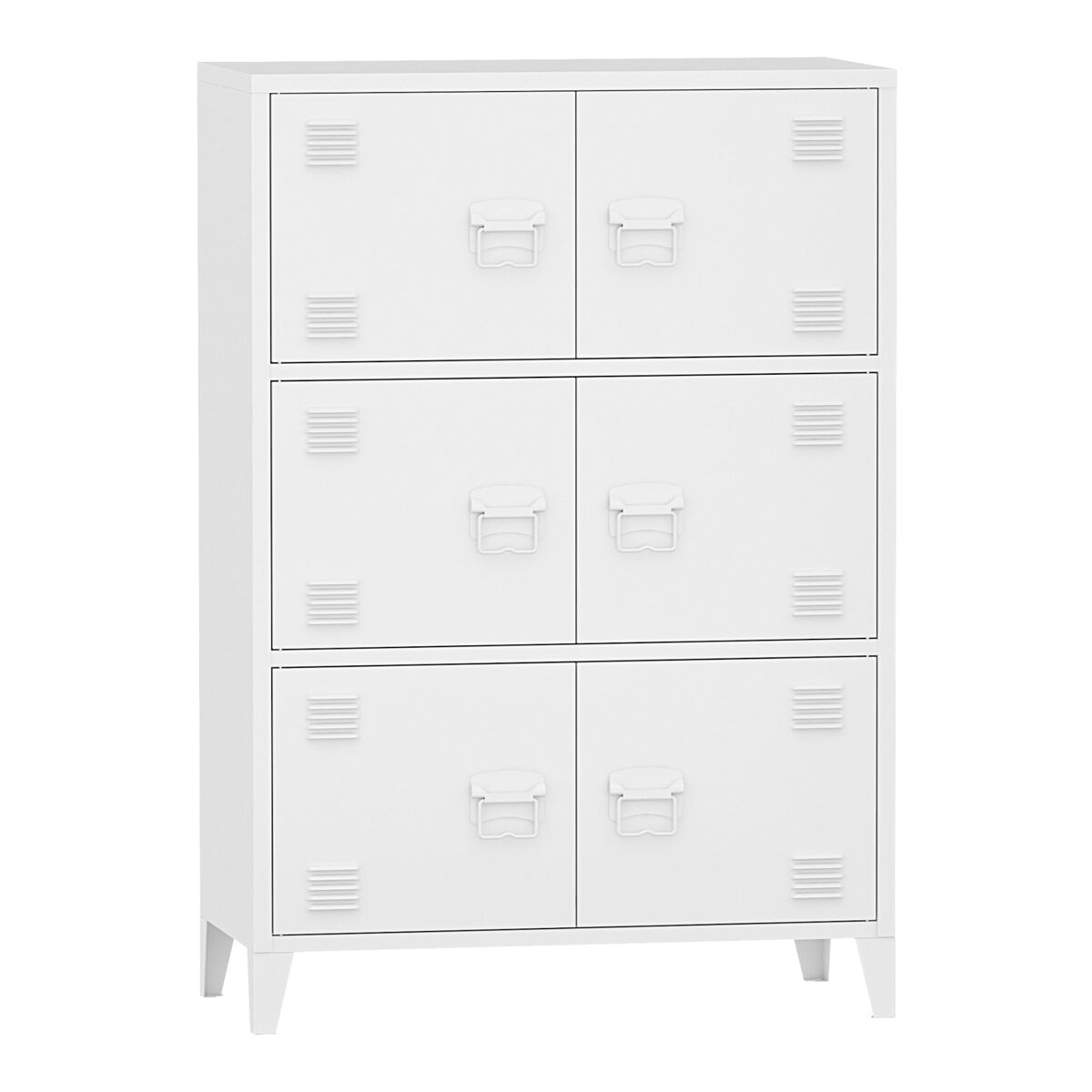 Mueble de oficina, taquilla de oficina, mueble de almacenamiento para salón, oficina, dormitorio, taller, metal, acero, 113 x 80 x 40 cm, blanco
