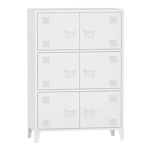 Armário de escritório unidade de armazenamento para sala de estar escritório quarto oficina metal aço 113 x 80 x 40 cm branco 03_0006324