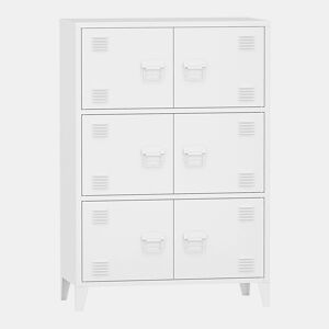 Armário de escritório unidade de armazenamento para sala de estar escritório quarto oficina metal aço 113 x 80 x 40 cm branco 03_0006324