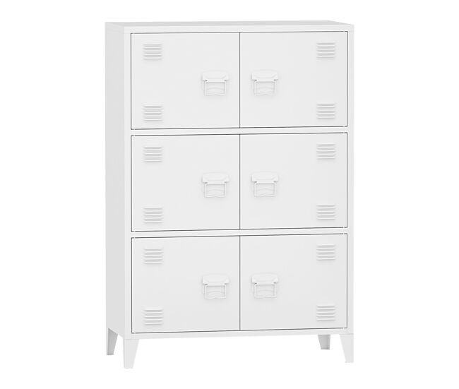 Mueble de oficina, taquilla de oficina, mueble de almacenamiento para salón, oficina, dormitorio, taller, metal, acero, 113 x 80 x 40 cm, blanco