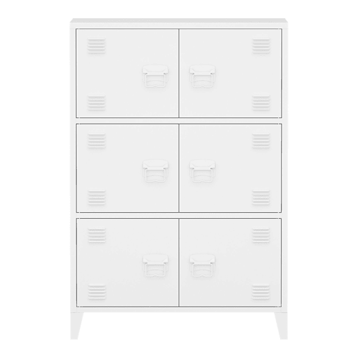 Armário de escritório unidade de armazenamento para sala de estar escritório quarto oficina metal aço 113 x 80 x 40 cm branco 03_0006324