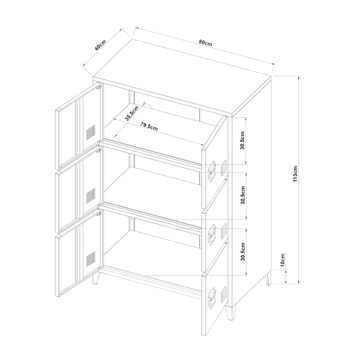 Armário de escritório unidade de armazenamento para sala de estar escritório quarto oficina metal aço 113 x 80 x 40 cm branco 03_0006324