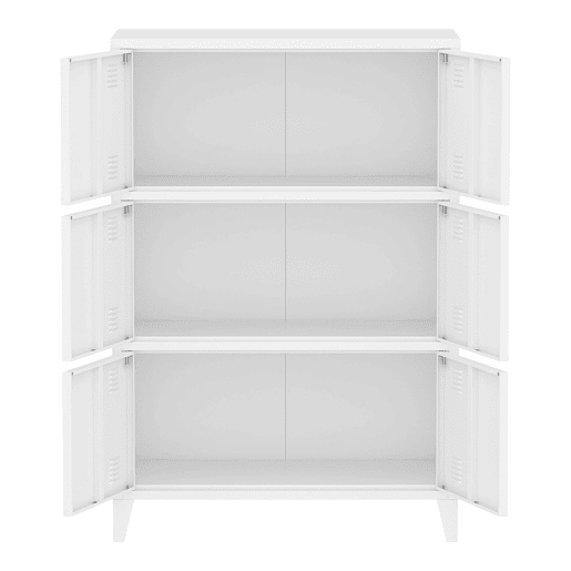 Armário de escritório unidade de armazenamento para sala de estar escritório quarto oficina metal aço 113 x 80 x 40 cm branco 03_0006324