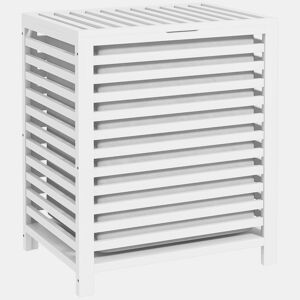 HOMCOM Cesto de Roupa de Bambu Cesto Roupa Suja Capacidade 55L com Bolsa Amovível Forma Retangular 50x36x60 cm Branco