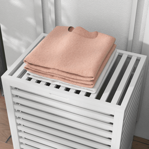 HOMCOM Cesto de Roupa de Bambu Cesto Roupa Suja Capacidade 55L com Bolsa Amovível Forma Retangular 50x36x60 cm Branco