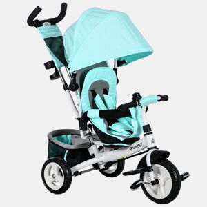 HOMCOM Triciclo para Bebés 2 em 1 Triciclo Evolutivo para Crianças de +12 Meses com Capota Dobrável Guiador Telescópico e Removível Bolsa e Porta-Garrafas Verde Água