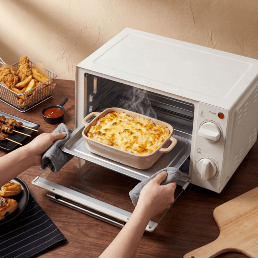 HOMCOM Mini Forno Elétrico 9L Forno Elétrico de Bancada 750W com Temperatura Ajustável até 230°C Temporizador 60 min e Bandeja para Assar Grelha 35x24,6x20 cm Creme