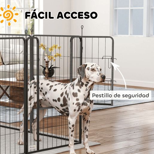 PawHut Parque para Cães de 12 Painéis 68x100 cm Parque Dobrável para Cães Médios com Portas Fecho e Estacas para Interior e Exterior Preto