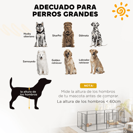 PawHut Parque para Cães de 12 Painéis 68x100 cm Parque Dobrável para Cães Médios com Portas Fecho e Estacas para Interior e Exterior Preto