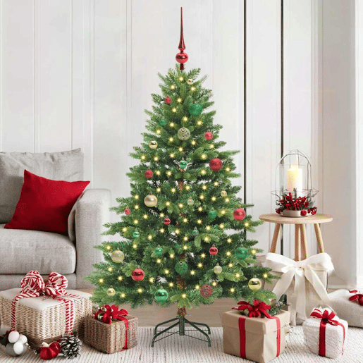 Árvore de Natal - Pinheiro de Natal Artificial com 150 LEDs Verde 150 cm PE e PVC