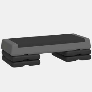 SPORTNOW Step de Aeróbica Step para Fitness Antideslizante Altura Regulável 3 Níveis de 10,515,520,5 cm Capacidade 250 kg para Exercício em Casa Ginásio 77x36x20,5 cm Cinza e Preto