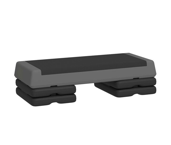 Sportnow step de aeróbic, step para fitness antideslizante, altura regulable 3 niveles de 10,5/15,5/20,5 cm, carga 250 kg, para ejercicio en casa,