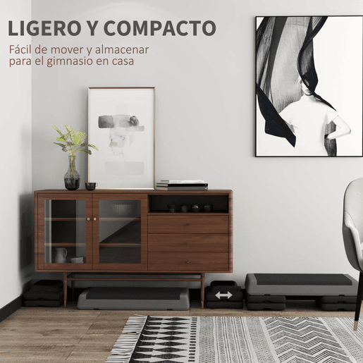 SPORTNOW Step de Aeróbica Step para Fitness Antideslizante Altura Regulável 3 Níveis de 10,515,520,5 cm Capacidade 250 kg para Exercício em Casa Ginásio 77x36x20,5 cm Cinza e Preto SPORTNOW Step de Aeróbica Step para Fitness Antideslizante Altura Regulável 3 Níveis de 10,515,520,5 cm Capacidade 250 kg para Exercício em Casa Ginásio 77x36x20,5 cm Cinza e Preto