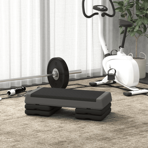 SPORTNOW Step de Aeróbica Step para Fitness Antideslizante Altura Regulável 3 Níveis de 10,515,520,5 cm Capacidade 250 kg para Exercício em Casa Ginásio 77x36x20,5 cm Cinza e Preto SPORTNOW Step de Aeróbica Step para Fitness Antideslizante Altura Regulável 3 Níveis de 10,515,520,5 cm Capacidade 250 kg para Exercício em Casa Ginásio 77x36x20,5 cm Cinza e Preto