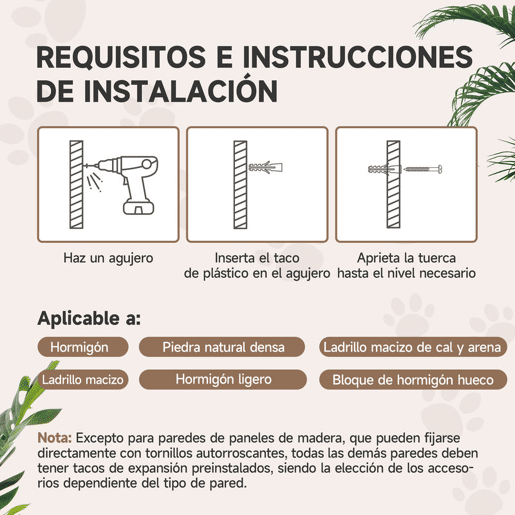 PawHut Conjunto de Prateleiras de Escalada para Gatos de 4 Peças Arranhador de Parede com 2 Postes de Sisal Plataforma Dupla com Escada e Plataforma para Saltar Cinzento