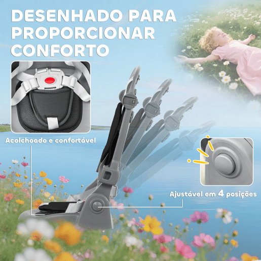 AIYAPLAY Triciclo Evolutivo 6 em 1 Triciclo para Bebés Dobrável 1-5 Anos Assento Giratório de 360° Guidão Encosto Reclinável Toldo Cinto de Segurança Cesto, Apoio para Pés 111,5x52x98 cm Preto