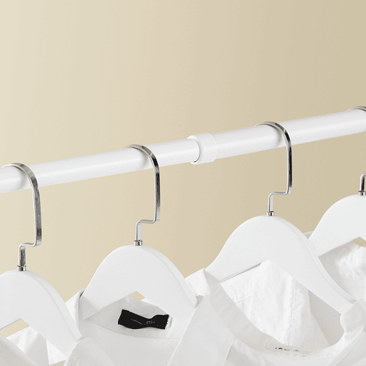 SoBuy KLS03-II-W Cabide de chão telescópico, suporte de roupa robusto com varetas, roupeiro aberto ajustável para quartos, branco