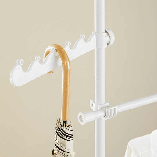 SoBuy KLS03-II-W Cabide de chão telescópico, suporte de roupa robusto com varetas, roupeiro aberto ajustável para quartos, branco