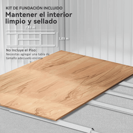 Outsunny Abrigo de Jardim Exterior Abrigo e Jardim Metálico para Armazenamento de Ferramentas com Base de Reforço Incluída e 4 Janelas 277x195x192 cm Cinzento