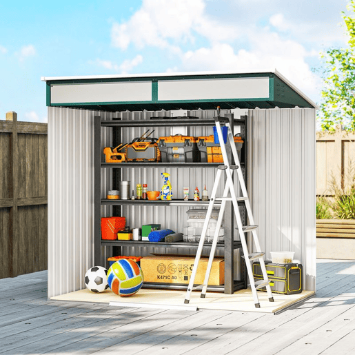 Outsunny Abrigo de Jardim 2 m² 195x122x181,5 cm Abrigo de Armazenamento Metálico com Porta de Correr 2 Janelas e Anti-UV para Armazenar Ferramentas Pátio Exterior Verde