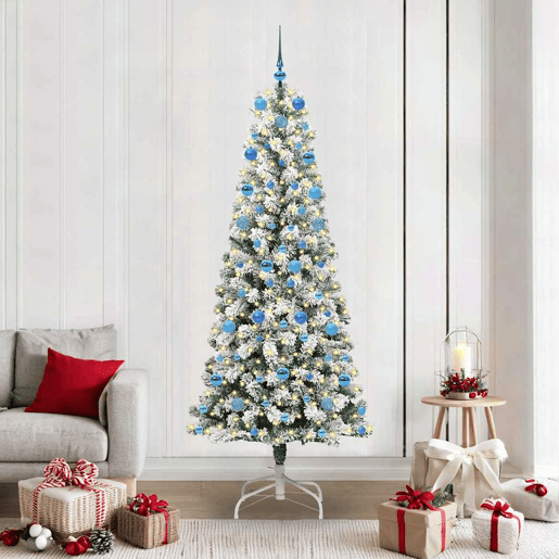 Árvore de Natal - Pinheiro de Natal Articulada Artificial Verde e branco 210 cm